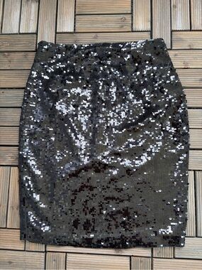 Express Black Sequin Pencil Skirt